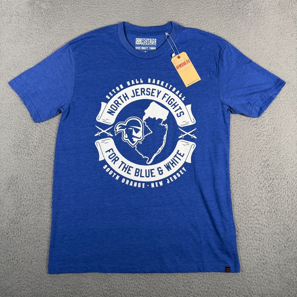 Seton Hall Pirates Shirt Mens Medium Blue RSVLTS Basketball Graphic Tee New